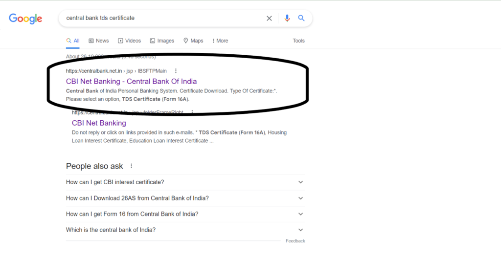 Central bank TDS certificate