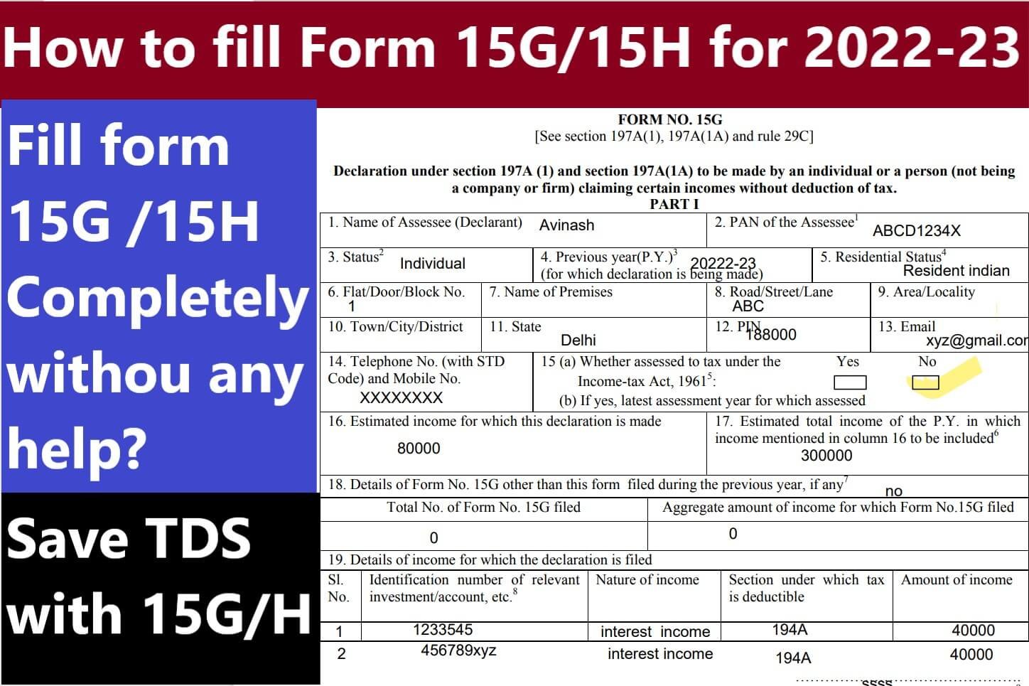 15g Form Fill Up Download Form 15G Fundsinflux